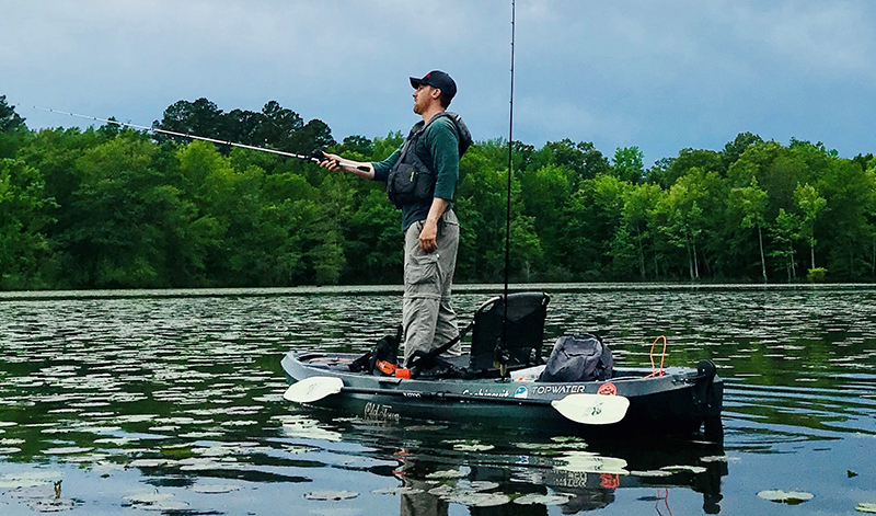 Garrett Morgan stands and casts from a Topwater PDL.