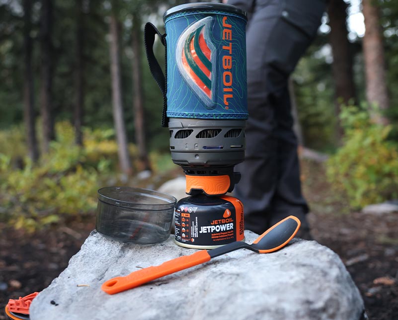 Jetboil TrailSpoon resting near Jetboil Flash 1.0L cooking system