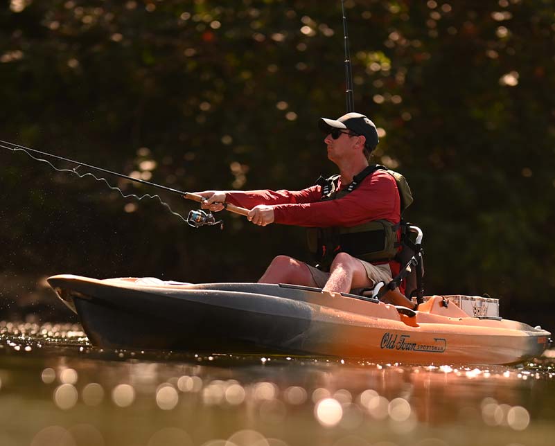 Fishing from the Old Town Sportsman BigWater fishing kayak