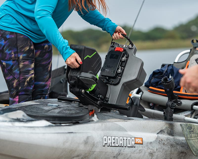 Loading the Old Town RetroFit Retro Console into an Old Town Predator PDL kayak