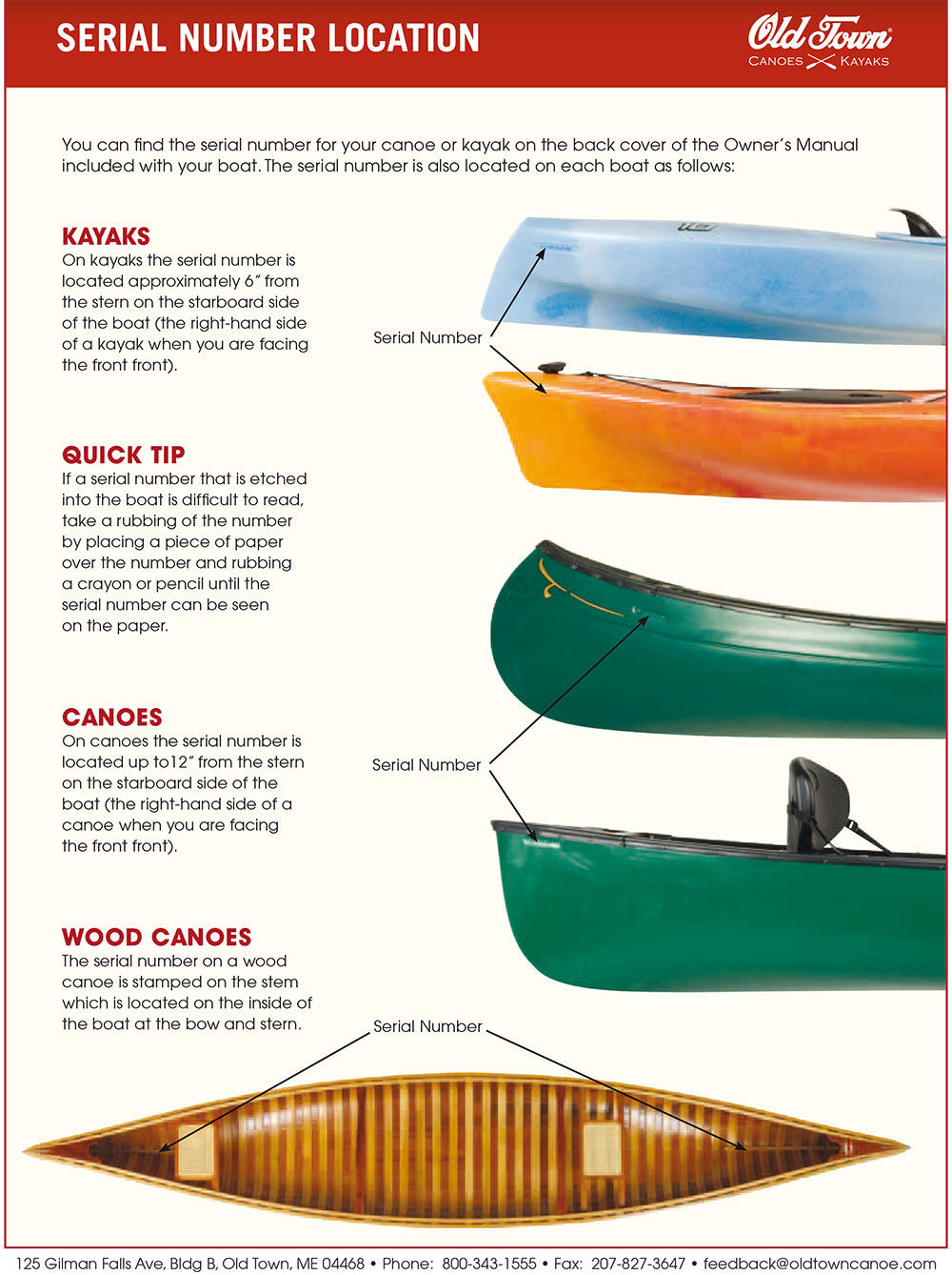 Old Town Serial Number Location