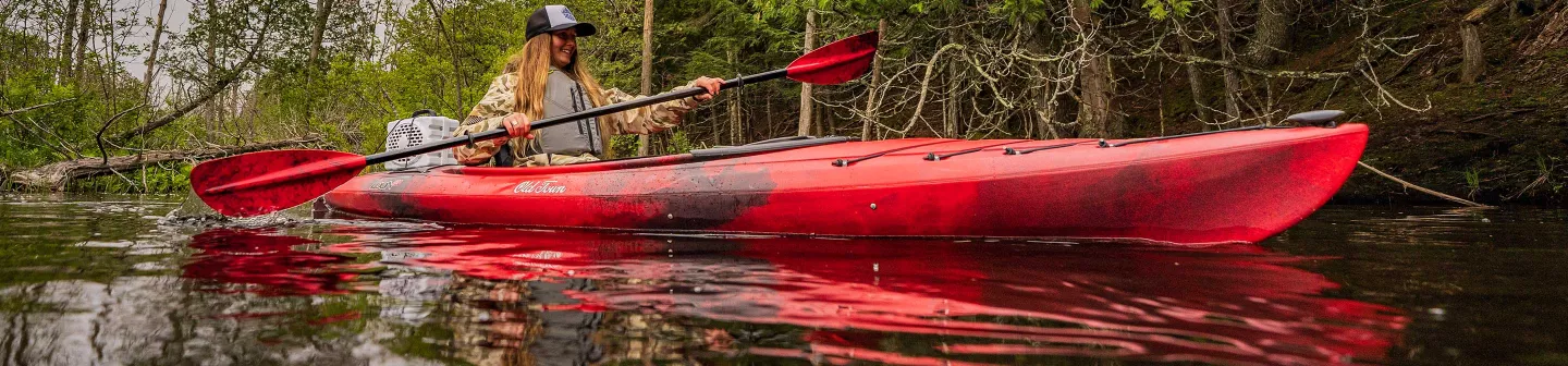 Woman paddling in the Old Town Loon Recreation Kayak