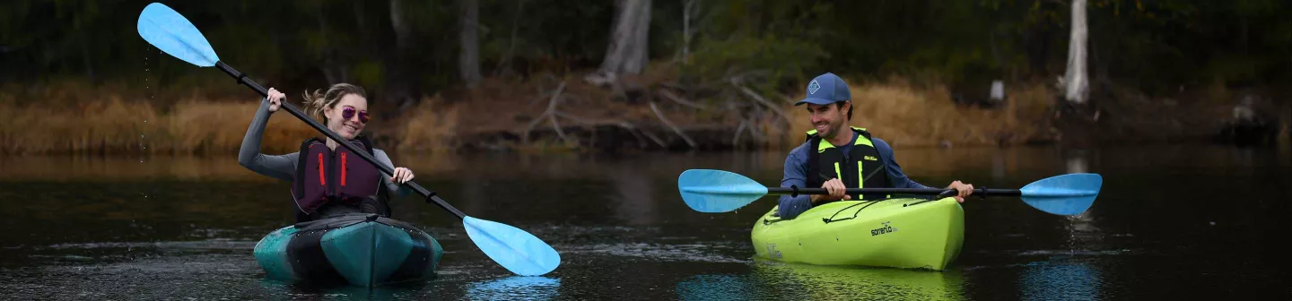 Paddling in Old Town Sorrento and Dirigo kayaks