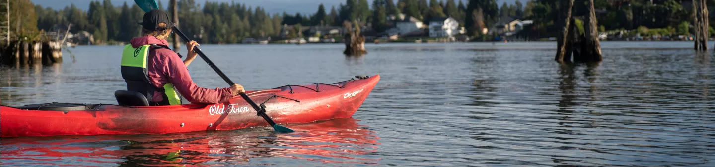 Paddling in the Old Town Dirigo kayak