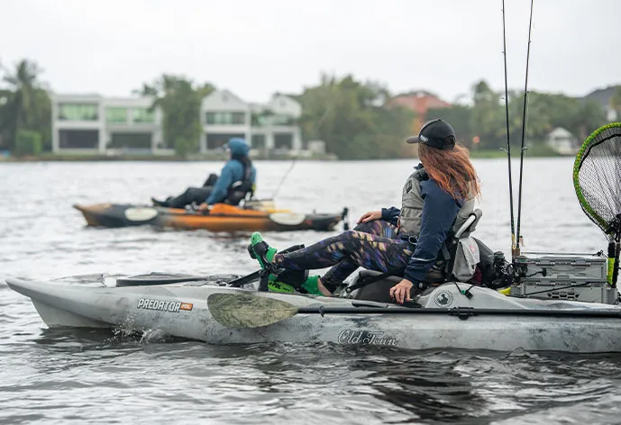 Two paddlers in Old Town kayaks enjoying the ePDL+ retroFit