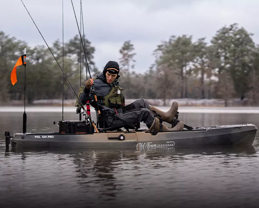 Fishing from the Old Town Sportsman ePDL+ 120 PRO fishing kayak