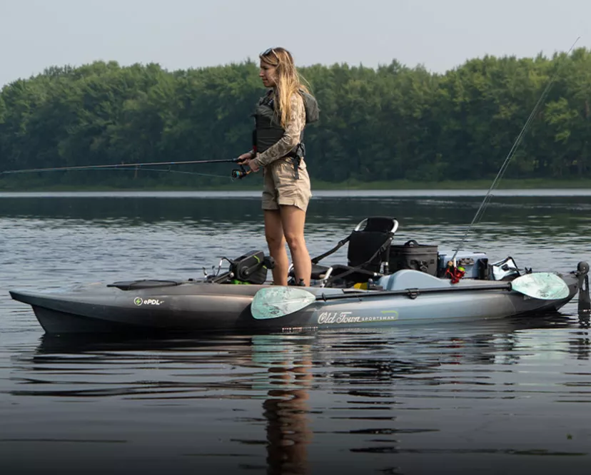 Fishing from the Old Town Sportsman BigWater ePDL+ 132 fishing kayak